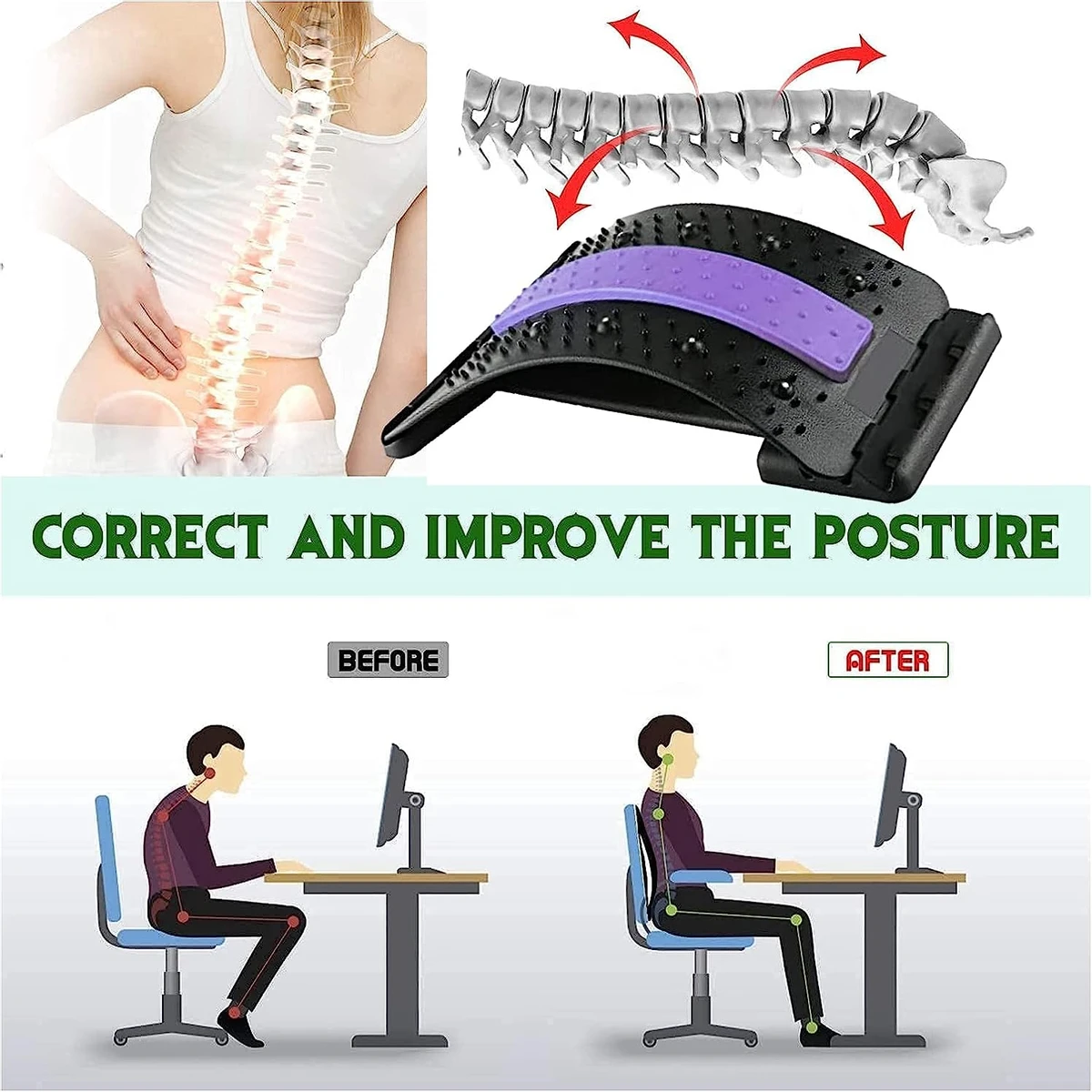 Back Pain Relief for Lower and Upper Back Stretcher Support