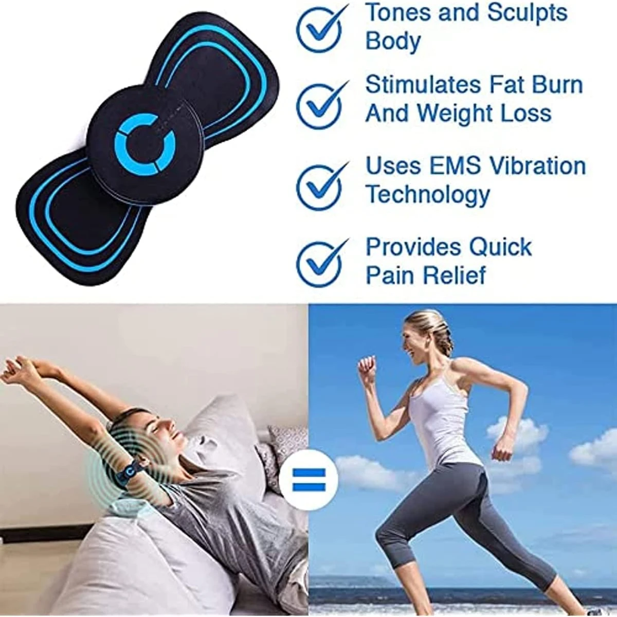 Microcurrent EMS Mini Massage Device, Cordless Portable Cervical Pad for Whole Body, Electric Neck Massager, Bioelectric Acupoints Mat Pain Relief (2 PCS)