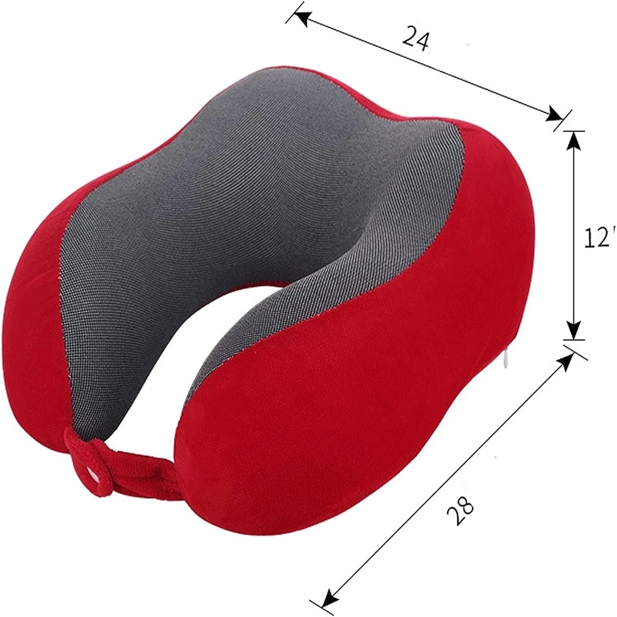 Travel Pillow 100% Memory Foam Travel Neck Pillow, Travel Pillow U Shaped Neck Pillow, Ideal for Airplane, Home and Office (Color : Red, Size : 28x24x12cm)