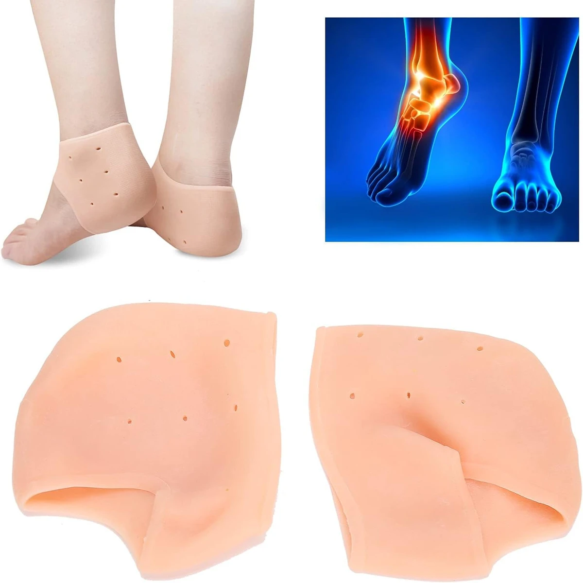 Silicone Heel Guard (১ জোড়া ) Silicone Gel Heel Pad Socks for Pain Relief for Men and Women, Original Gel Heel Protectors Heel Guards Heel Spur Relief Heel Booties & Pads