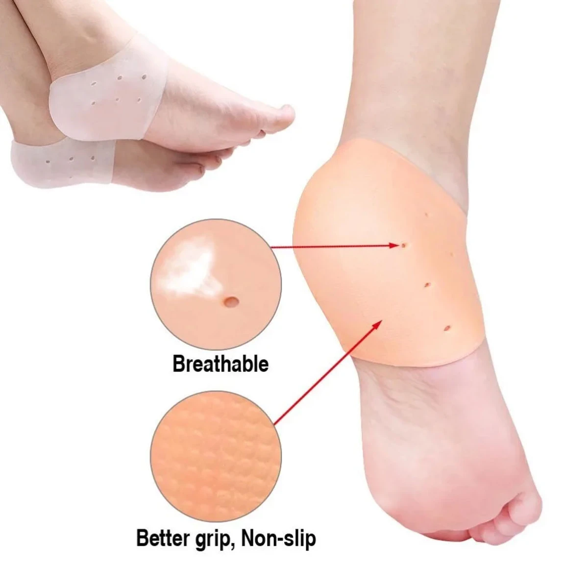 Silicone Heel Guard (১ জোড়া ) Silicone Gel Heel Pad Socks for Pain Relief for Men and Women, Original Gel Heel Protectors Heel Guards Heel Spur Relief Heel Booties & Pads