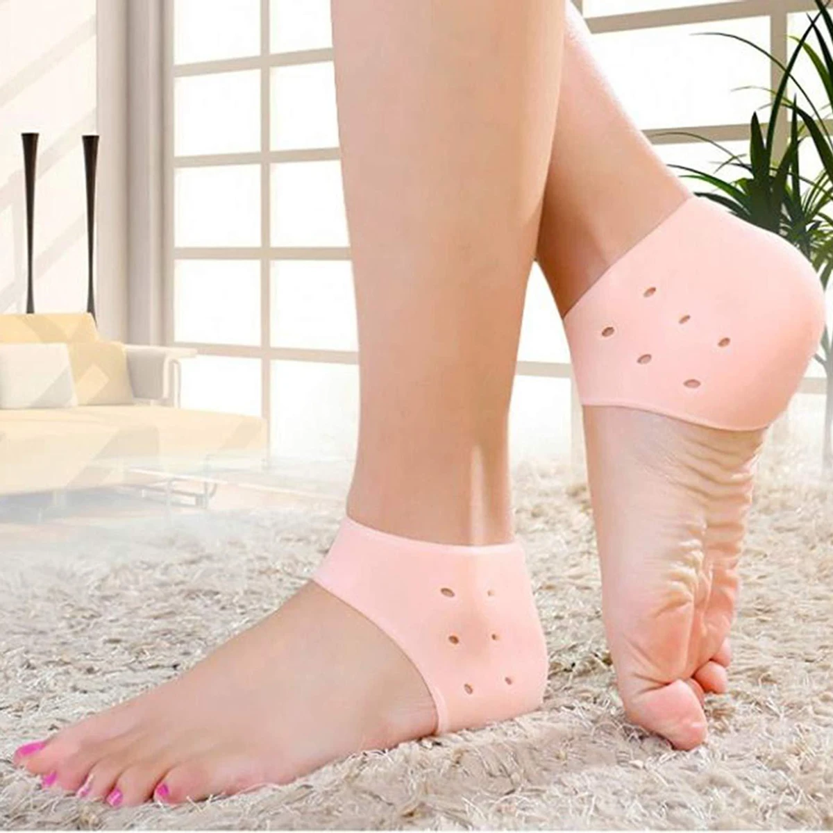 Silicone Heel Guard (১ জোড়া ) Silicone Gel Heel Pad Socks for Pain Relief for Men and Women, Original Gel Heel Protectors Heel Guards Heel Spur Relief Heel Booties & Pads