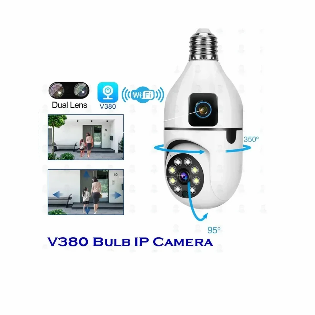 Dual Lens IP Bulb Camera V380 Pro ( 2 Year Warranty )