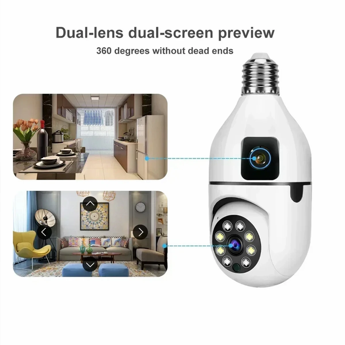 Dual Lens IP Bulb Camera V380 Pro ( 2 Year Warranty )