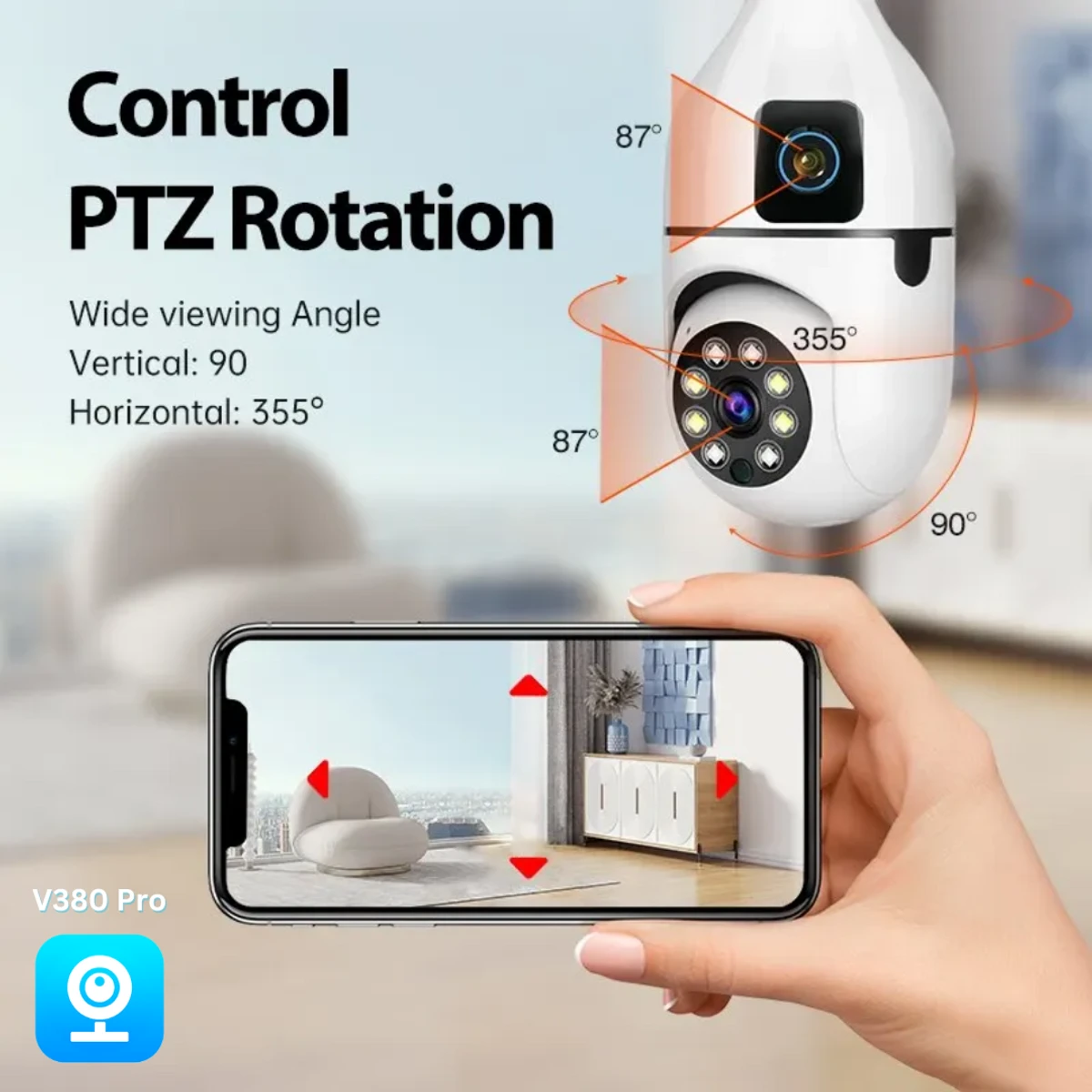 Dual Lens IP Bulb Camera V380 Pro ( 2 Year Warranty )