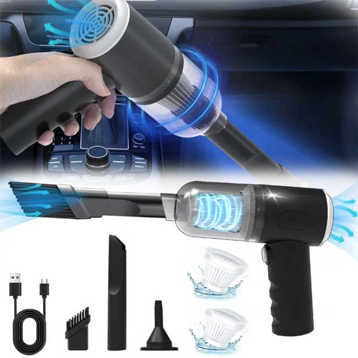 2 in 1 vacuum cleaner portable & rechargeable