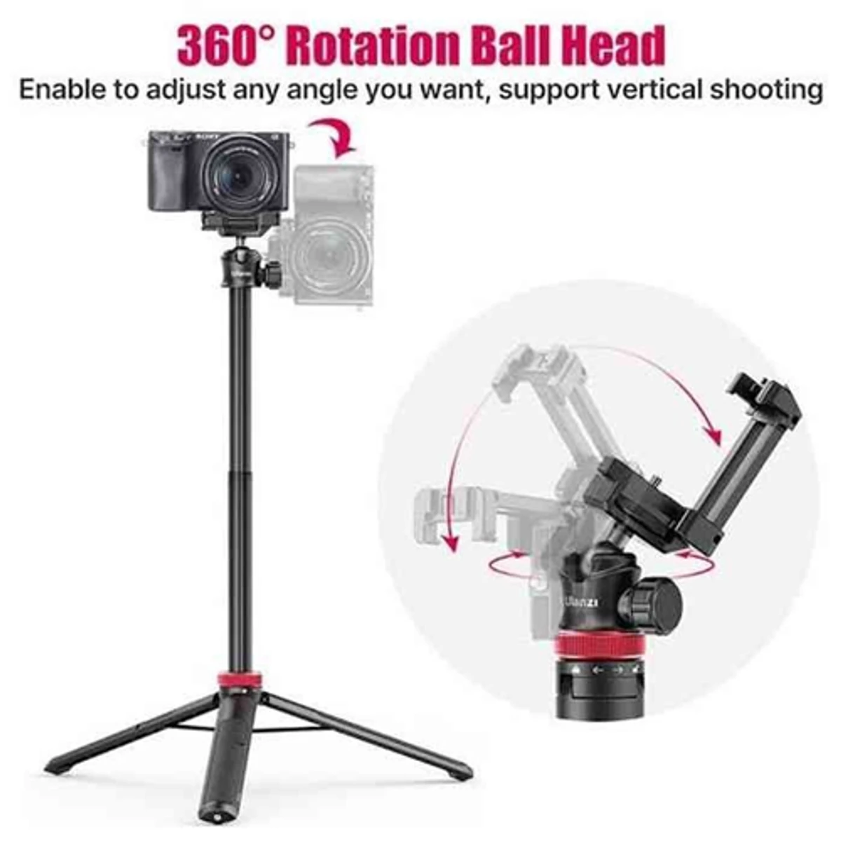 Ulanzi MT-44 Extendable Vlog Tripod With 360° Ball Head