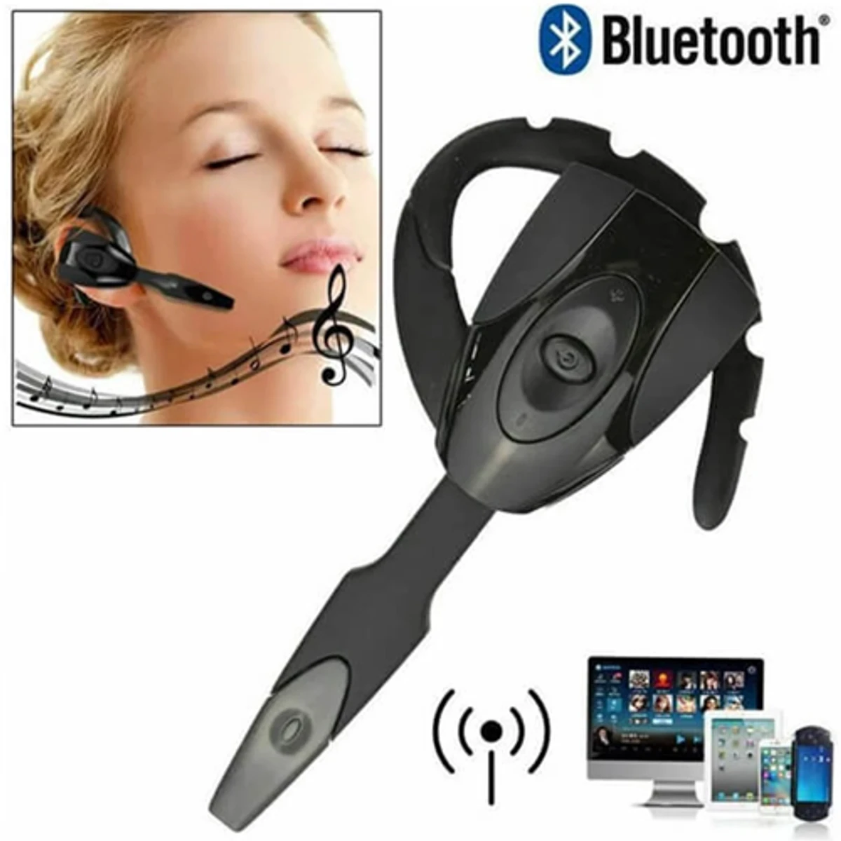 V8 Business Bluetooth Headset HD Call 3D Stereo Bass Handsfree Sport Wireless Headphones