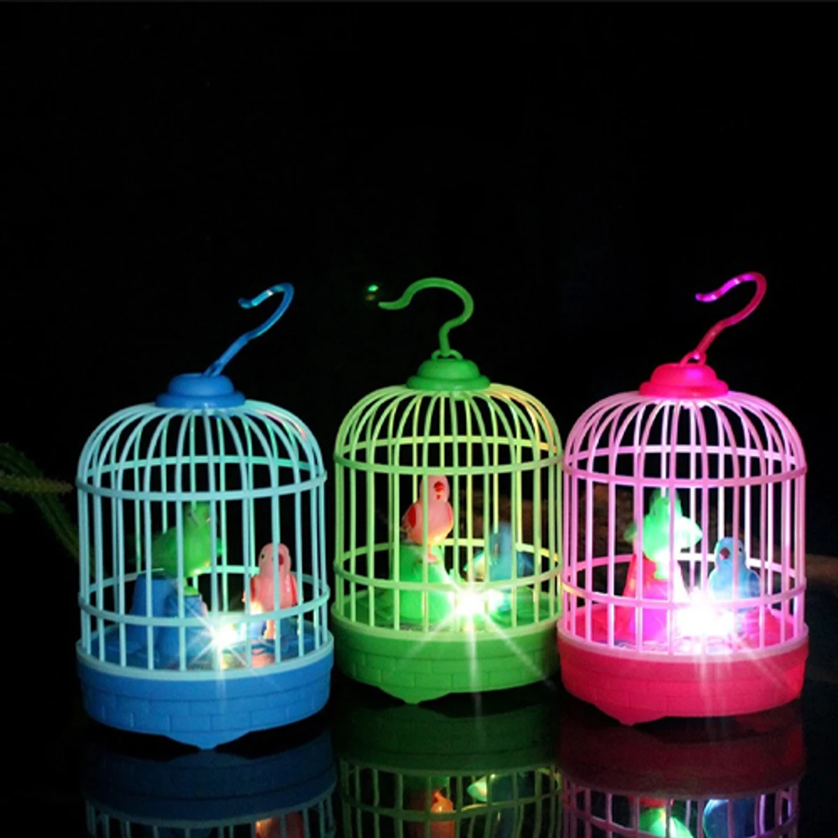 Talking Birds Cute Mini Bird Cages Voice Sensing Dual Bird Plastic Electronic Bird Toys