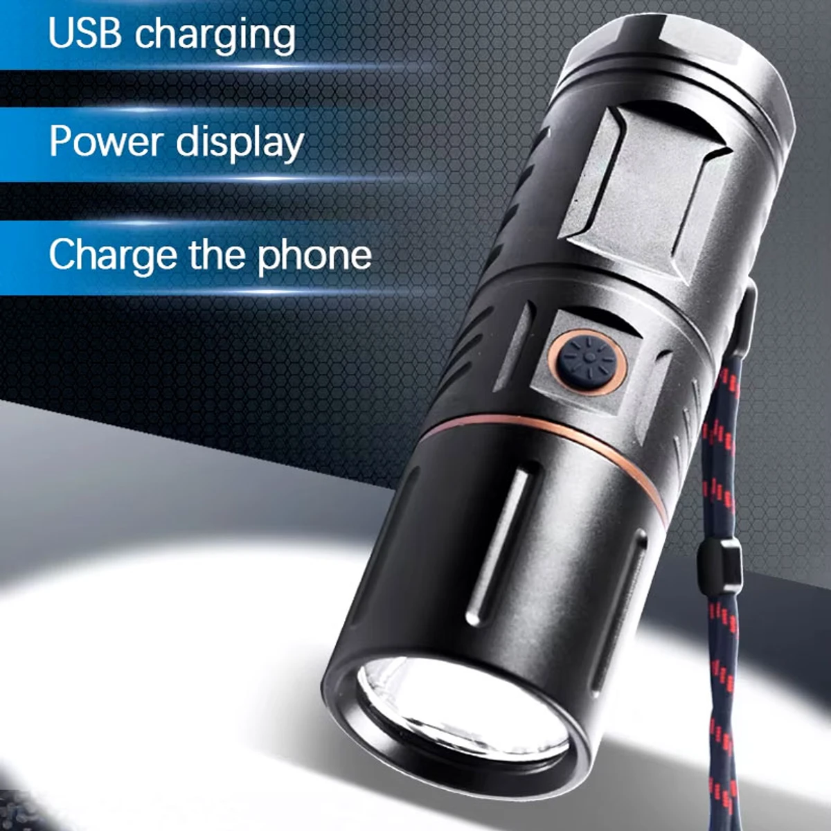 Waterproof Premium Quality Portable Led Flashlight With Power Bank