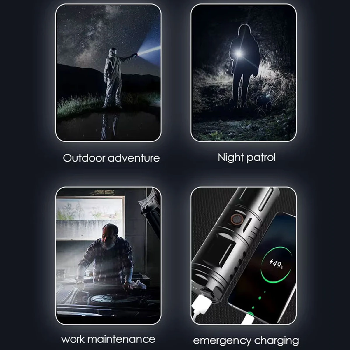 Waterproof Premium Quality Portable Led Flashlight With Power Bank