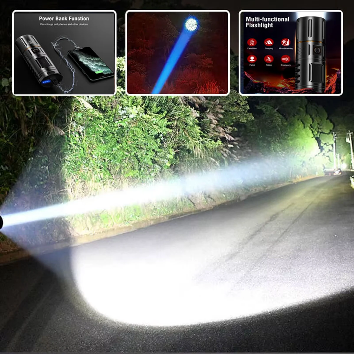 Waterproof Premium Quality Portable Led Flashlight With Power Bank