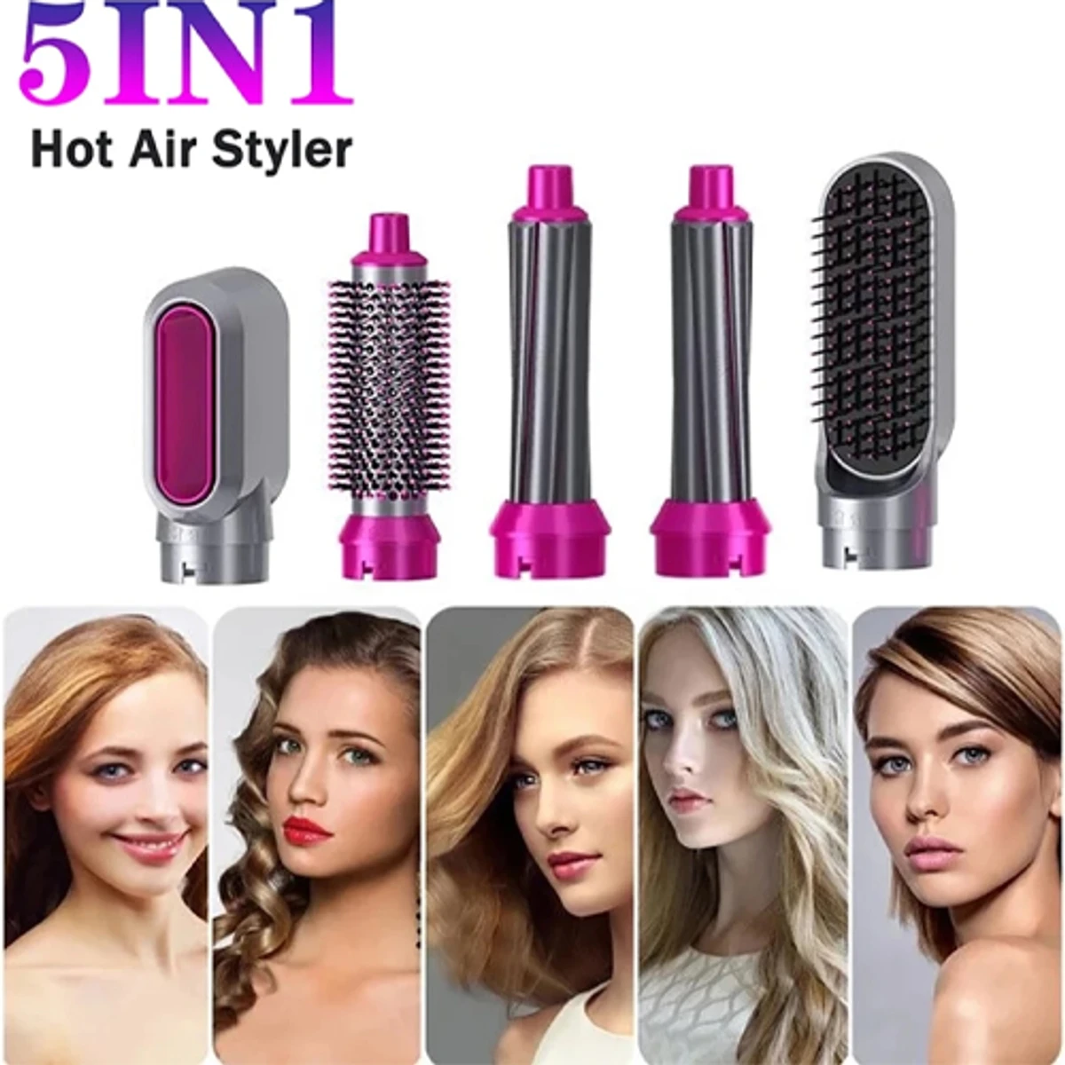 Hair Dryer 5 In 1 Air Brush Hair Straightener Brush Electric Blow Dryers