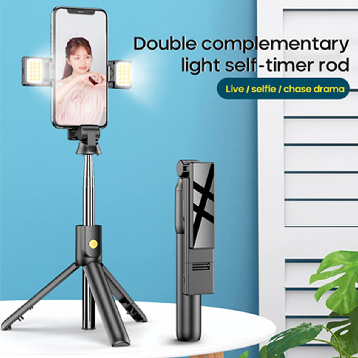 New K12D-L Multifunction Portable Bluetooth Selfie Stick With Fill Light