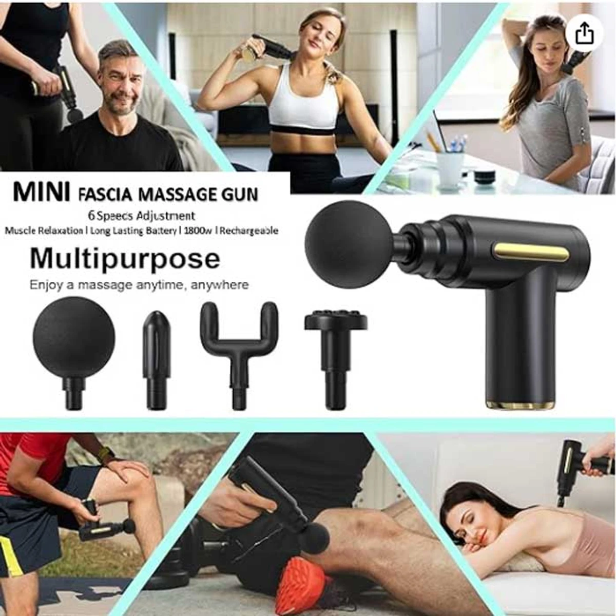 5 in 1  Gun Massager Rechargeable  (1 year warranty )