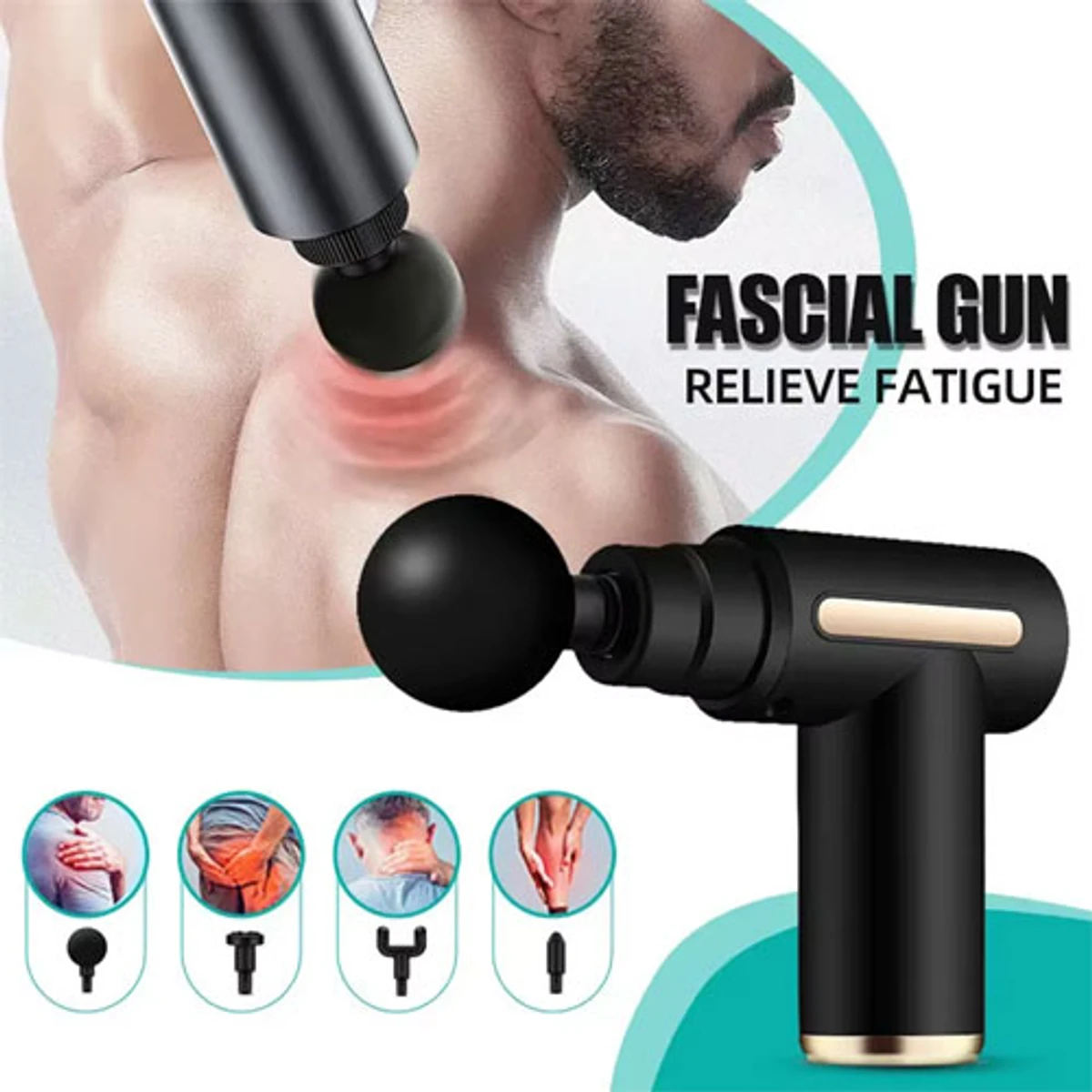 Multifunctional Electric 5 in 1 Rechargeable Gun Massager  (1 year warranty )