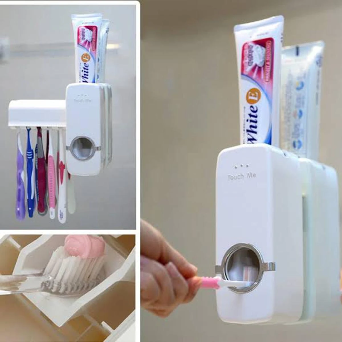 2 in 1 Toothbrush Dispenser and Toothbrush Holder Set