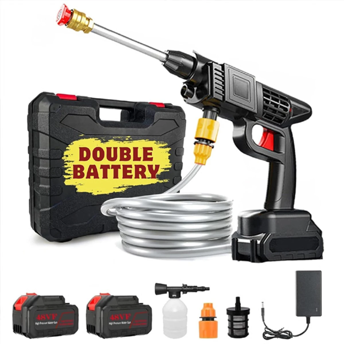 2 Battery Washer Gun 48V Rechargeable Portable Cordless
