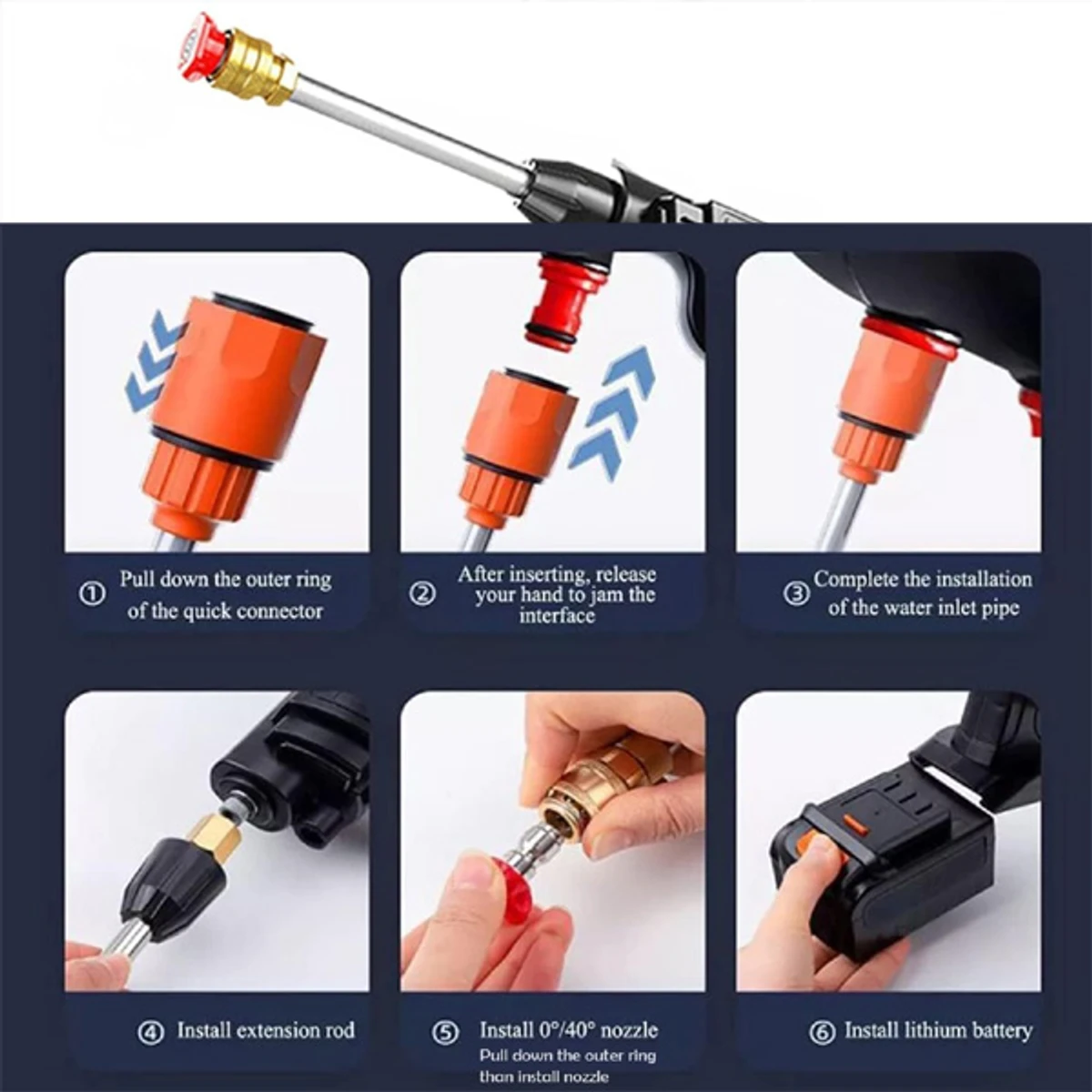 2 Battery Washer Gun 48V Rechargeable Portable Cordless