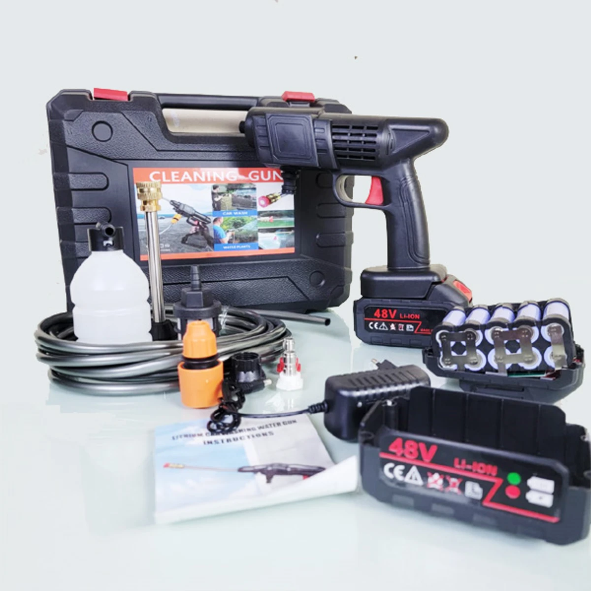 2 Battery Washer Gun 48V Rechargeable Portable Cordless