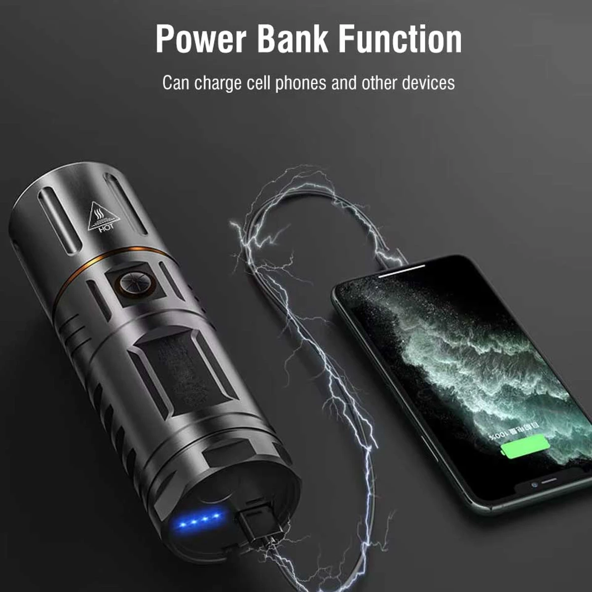 Waterproof Led Strong Torch Light + Flashlight + Power Bank With (2 year Warranty )