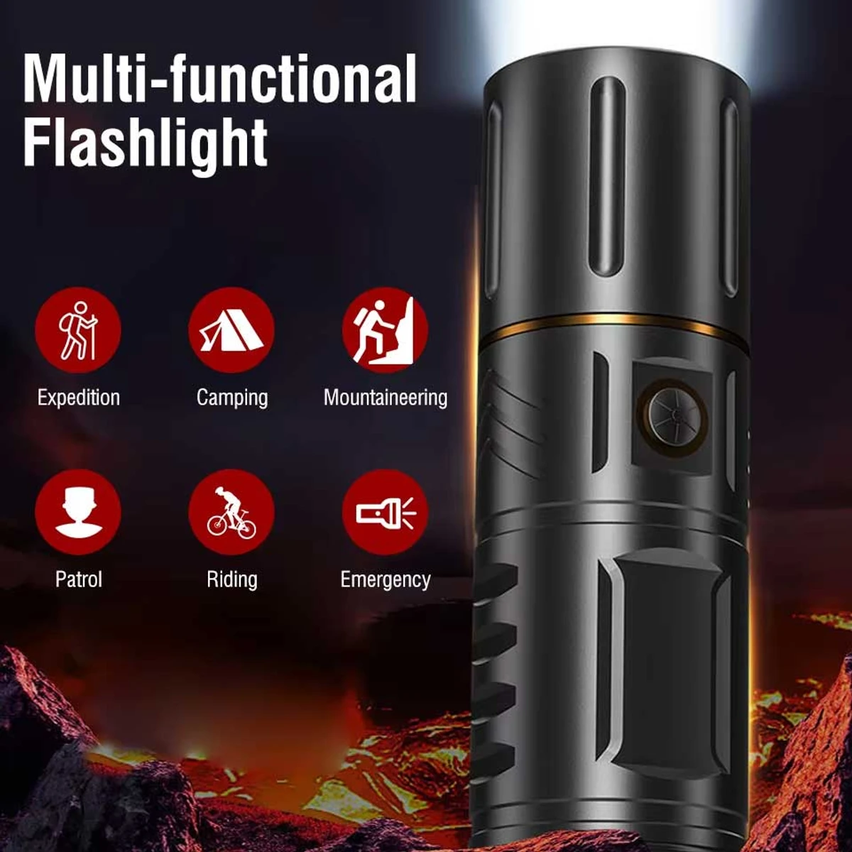 Waterproof Led Strong Torch Light + Flashlight + Power Bank With (2 year Warranty )