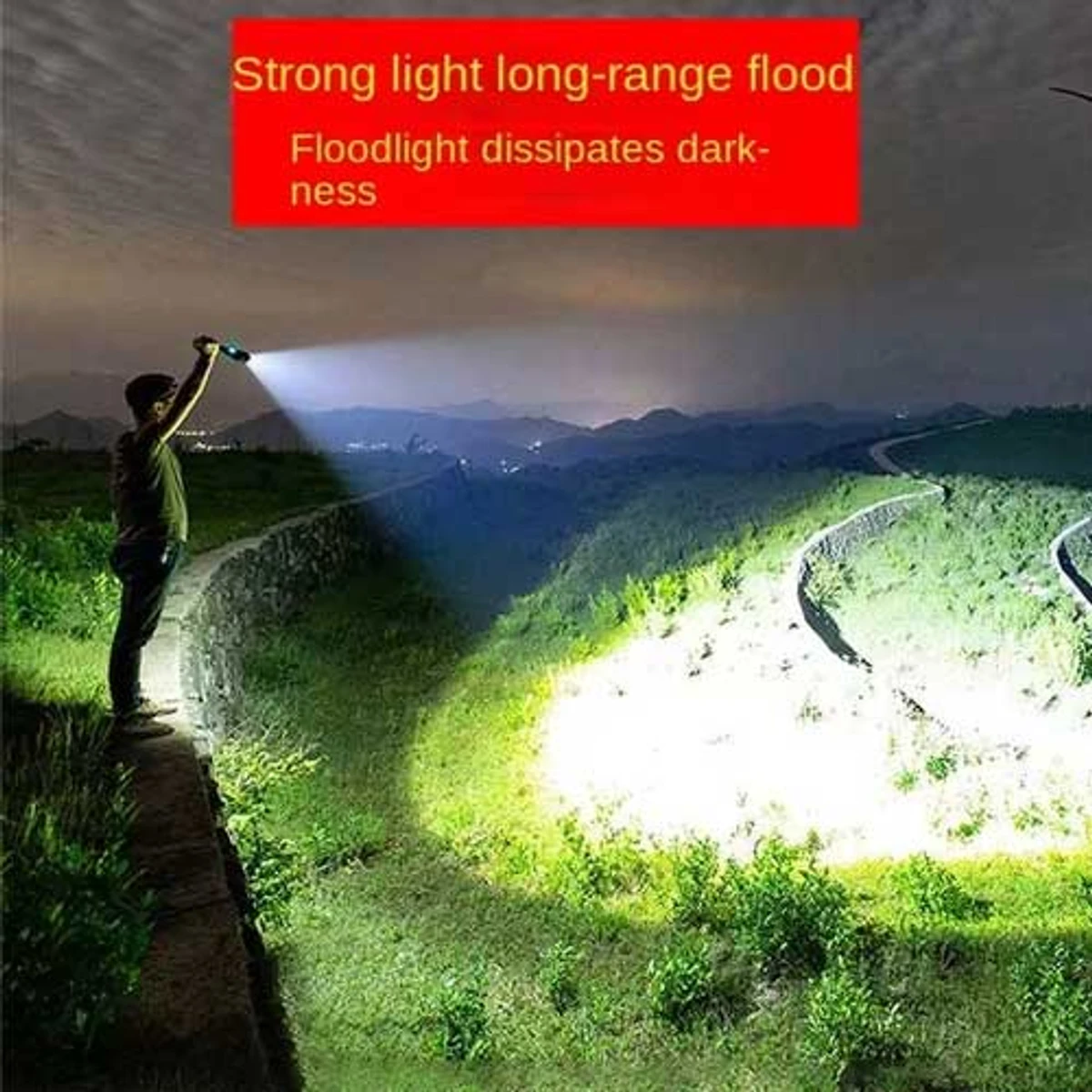 Waterproof Led Strong Torch Light + Flashlight + Power Bank With (2 year Warranty )