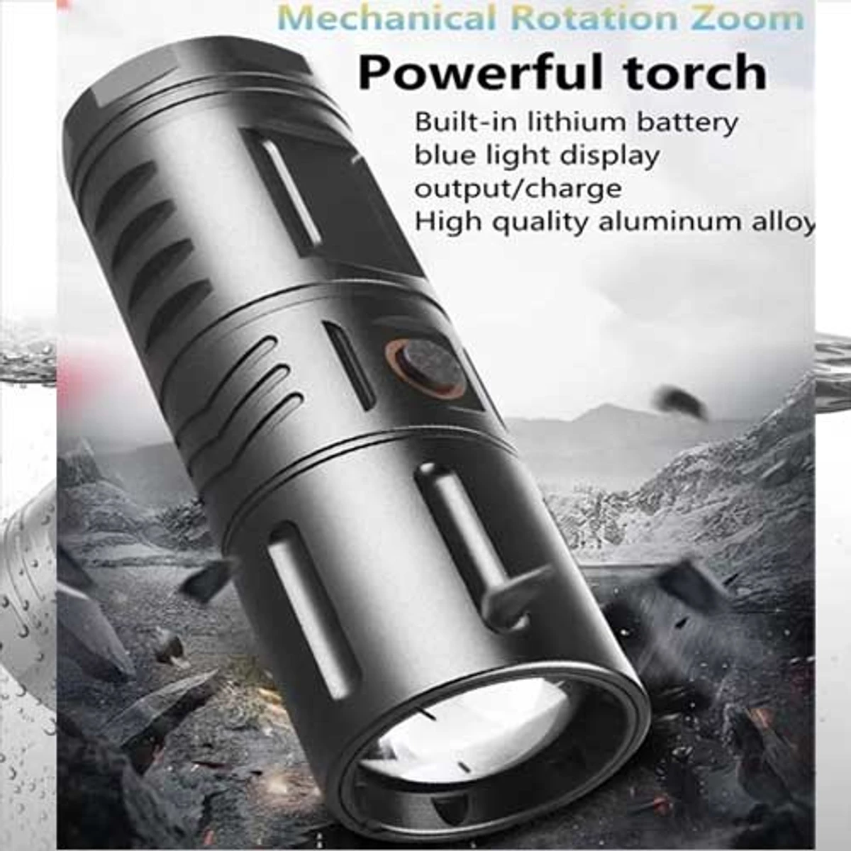 Waterproof Led Strong Torch Light + Flashlight + Power Bank With (2 year Warranty )