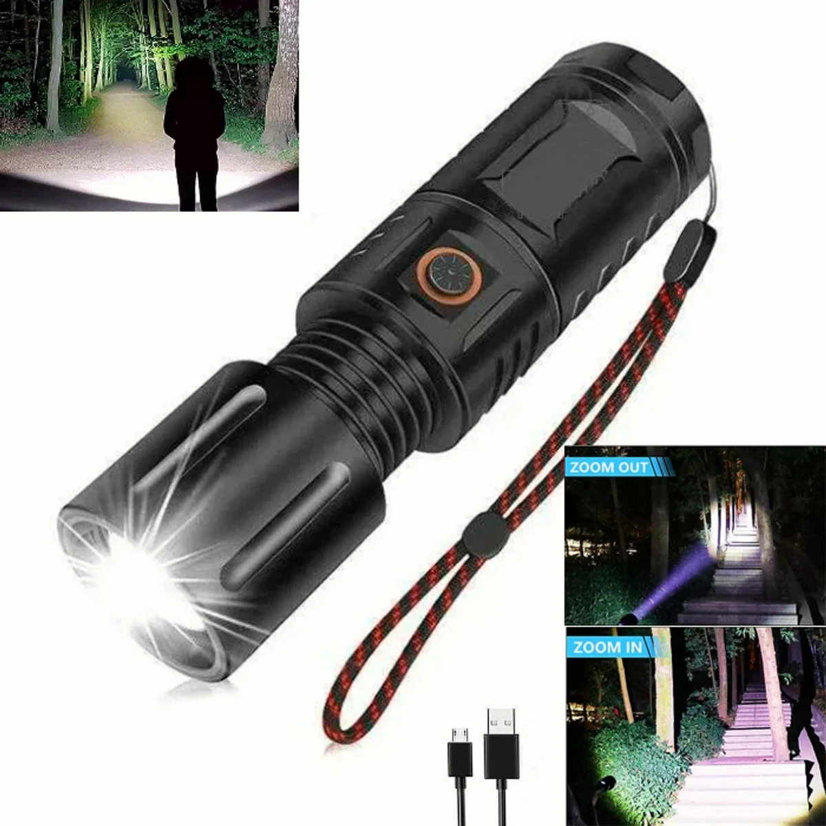 Waterproof Led Strong Torch Light + Flashlight + Power Bank With (2 year Warranty )