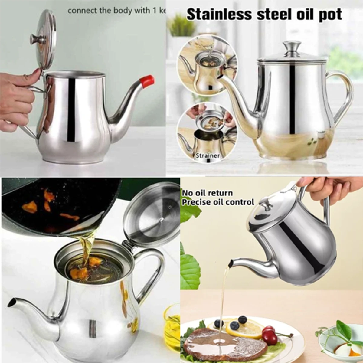 Stainless Steel Oil Strainer Pot -500ml