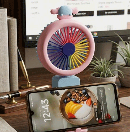 2 IN 1 Mini Fan With Mobile Stand